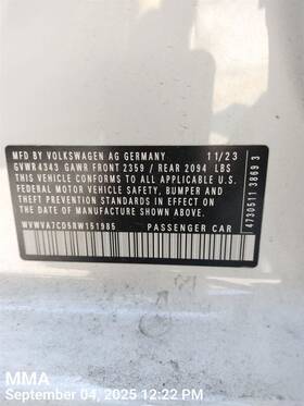 5h0945096d Volkswagen Right Tail Lamp 2022-2024 Golf Gti