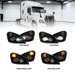 Pair Fit For Freightliner Cascadia 2008-2017 Headlamp Assembly Black W/ Led 12V. Fixed Price $429.99.