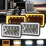 For Kenworth W900 T800 Peterbilt 357 379 378 4PCS 4X6" Led Headlights Hi/lo Drl. Fixed Price $51.89.