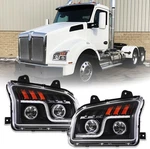 Led Headlights Black Left + Right Pair For 2014-2025 Kenworth T880 Truck. Fixed Price $345.58.
