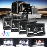 4PC Black 4X6" Led Headlights H4656 W/red Drl For Kenworth T400 T600A T800 W900. Fixed Price $56.99.