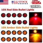 20X 3/4" 12V Marker Lights Led Truck Trailer Round Side Bullet Amber Red. Fixed Price $12.05.
