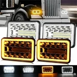4PCS 4X6'' Led Headlights Hi/lo/drl For Kenworth T800 W900 Freightliner FLD120. Fixed Price $45.60.