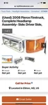 2008 Pierce Fire Engine Complete Headlamp Assemblies. Fixed Price $250.00.