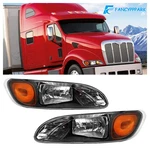 Headlights Headlamp Pair For Peterbilt 340 348 382 384 386 387 Left & Right Side. Fixed Price $210.15.