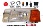 Headlight W/ Adjusters, Corner Lamp & Bezel Chrome 16-07213 Lh Peterbilt 377. Fixed Price $199.00.