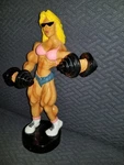 Barb-belle 9.5" Tall Painted Art Fusion Blonde Body Builder Figure Statue MS113. Fixed Price $197.00.