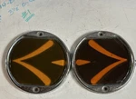 Early Pair Vintage Sparton Teleoptic Turn Signal Light Lenses & Bezels Car #1. Fixed Price $99.95.