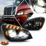 For 08-17 Freightliner Cascadia Amber Led Signal Lamp Headlights Black Housing. Fixed Price $458.91.