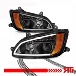 For 08-17 Kenworth T-660 Semi Truck Black Halogen Projector Headlights W/led Drl. Fixed Price $468.00.