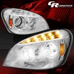 Pair Chrome Full Led Turn Signal Headlights For 2008-2017 Freightliner Cascadia. Fixed Price $442.36.