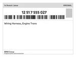 Genuine Bmw Wiring Harness, Engine Trans 12-51-7-555-027 New. Fixed Price $340.03.