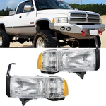 For 1994-2002 Dodge Ram 1500 94-02 2500 3500 Headlights Headlamp Pair Chrome. Fixed Price $38.58.